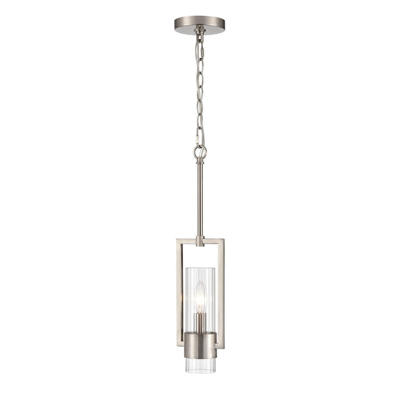 Millennium Lighting Caberton 1 Light Pendant, Nickel/Clear Beveled