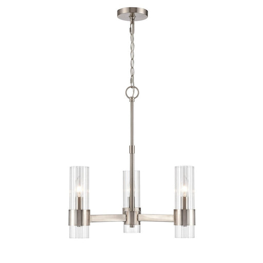 Millennium Lighting Caberton 3 Light Chandelier, Nickel/Clear Beveled