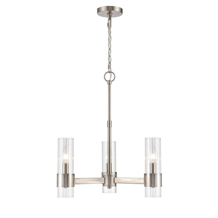 Millennium Lighting Caberton 3 Light Chandelier, Nickel/Clear Beveled