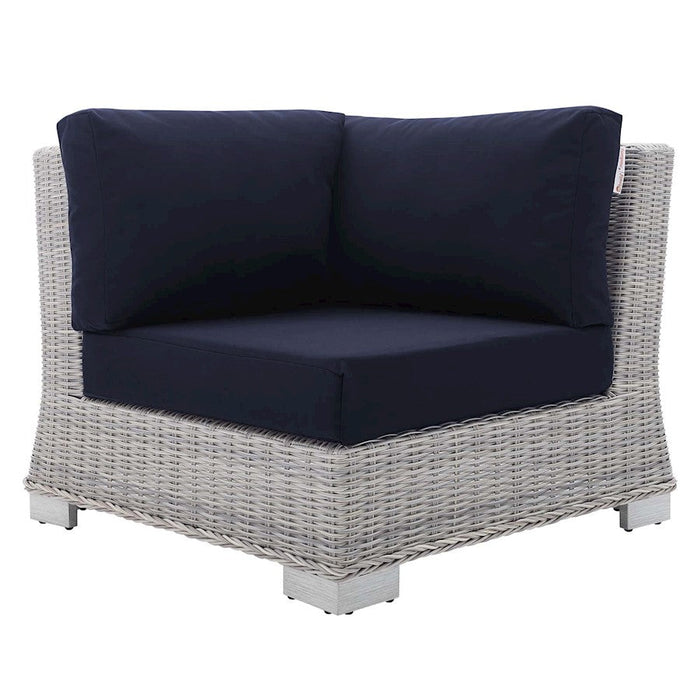 Modway Furniture Conway Patio Corner Chair, Light Gray Navy - EEI-3970-LGR-NAV