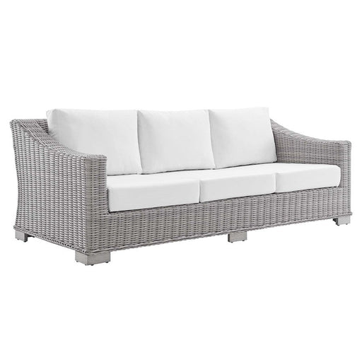 Modway Furniture Conway Patio Sofa, Light Gray White - EEI-3974-LGR-WHI