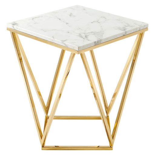 Modway Furniture Vertex End Table, Gold White - EEI-4206-GLD-WHI