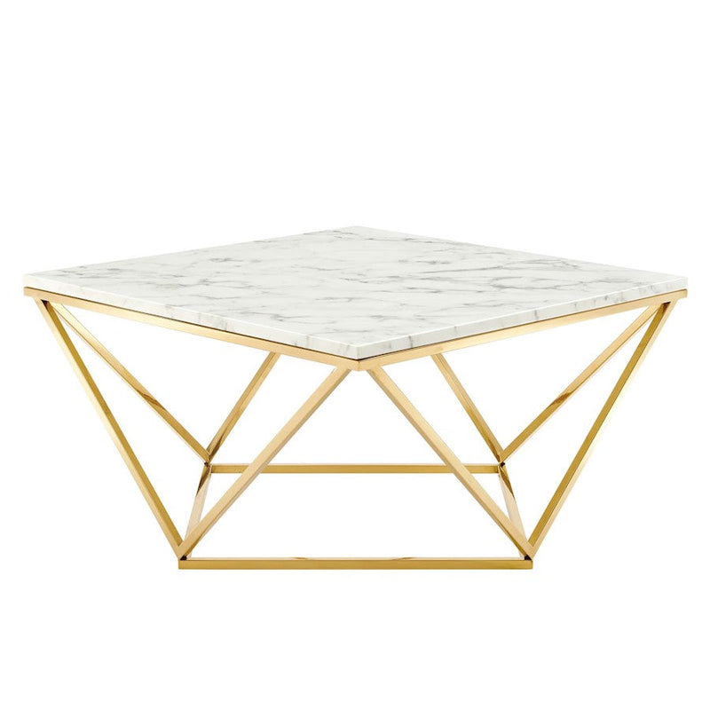Modway Furniture Vertex Coffee Table, Gold White