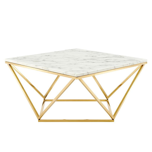 Modway Furniture Vertex Coffee Table, Gold White