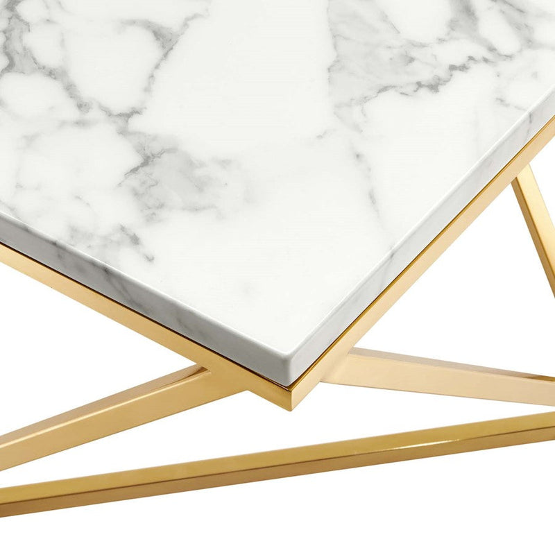 Modway Furniture Vertex Coffee Table, Gold White