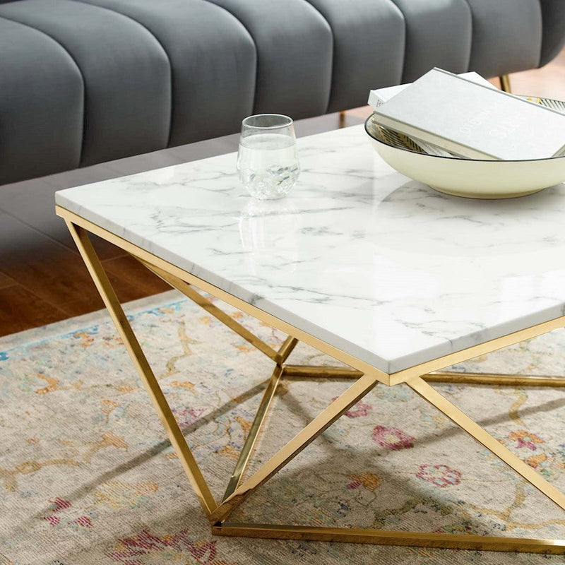 Modway Furniture Vertex Coffee Table, Gold White