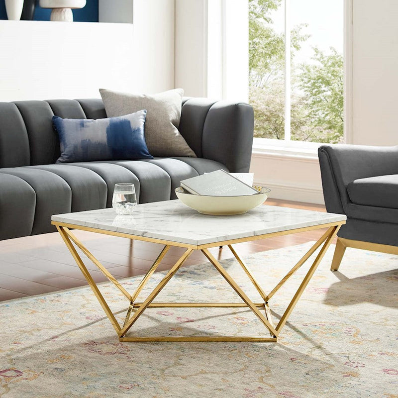 Modway Furniture Vertex Coffee Table, Gold White
