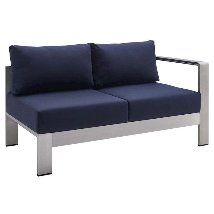 Modway Furniture Shore Patio Right-Arm Loveseat, Silver Navy - EEI-4222-SLV-NAV