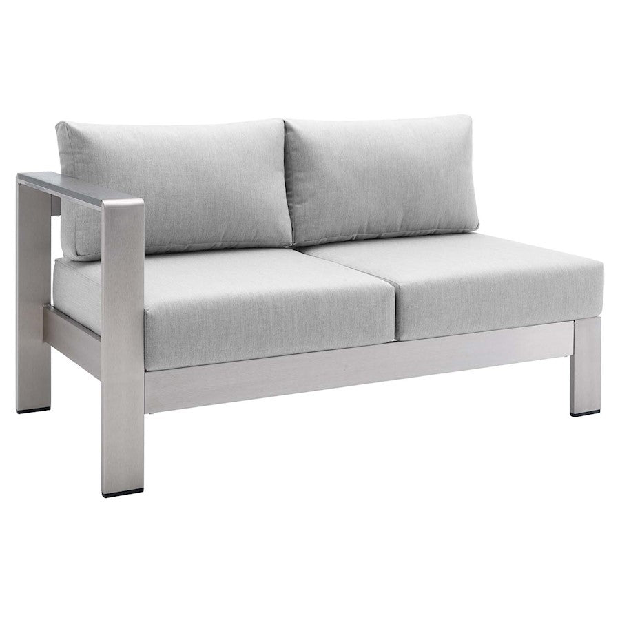 Modway Furniture Shore Patio Left-Arm Loveseat, Silver Gray - EEI-4223-SLV-GRY