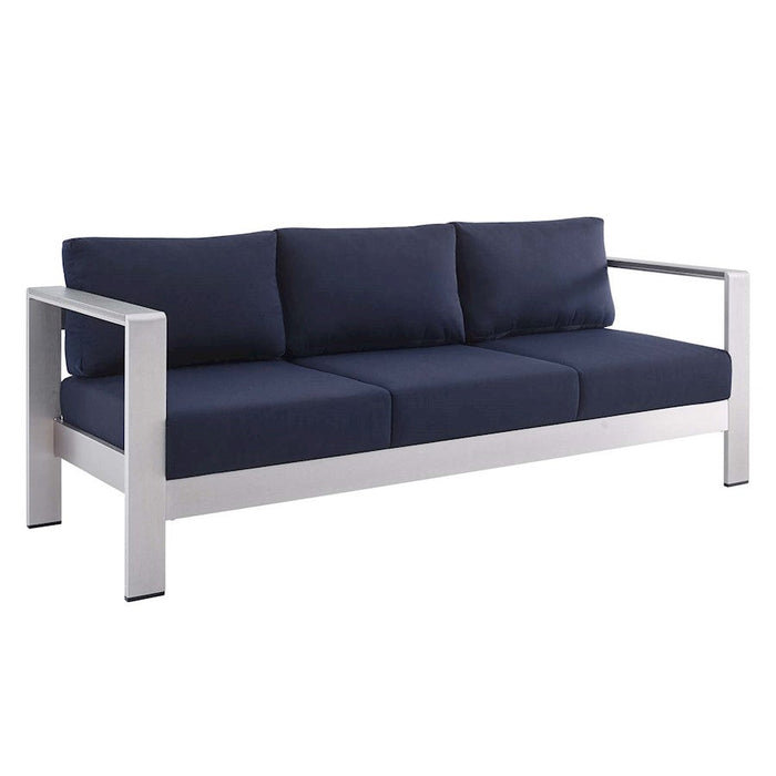 Modway Furniture Shore Patio Sofa, Silver Navy - EEI-4228-SLV-NAV