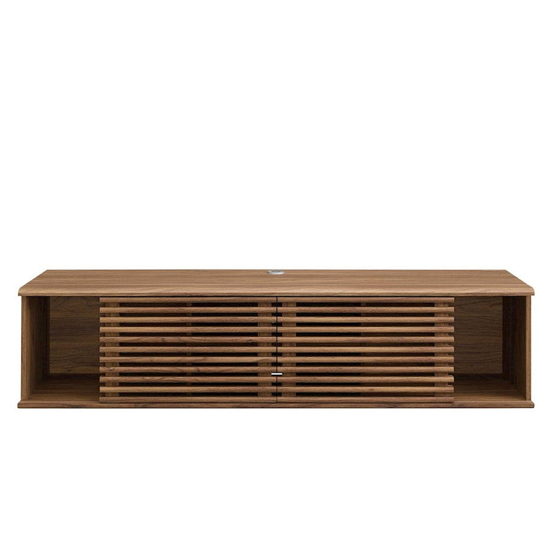 Modway Furniture Render 60" Wall-Mount Console TV Stand, Walnut