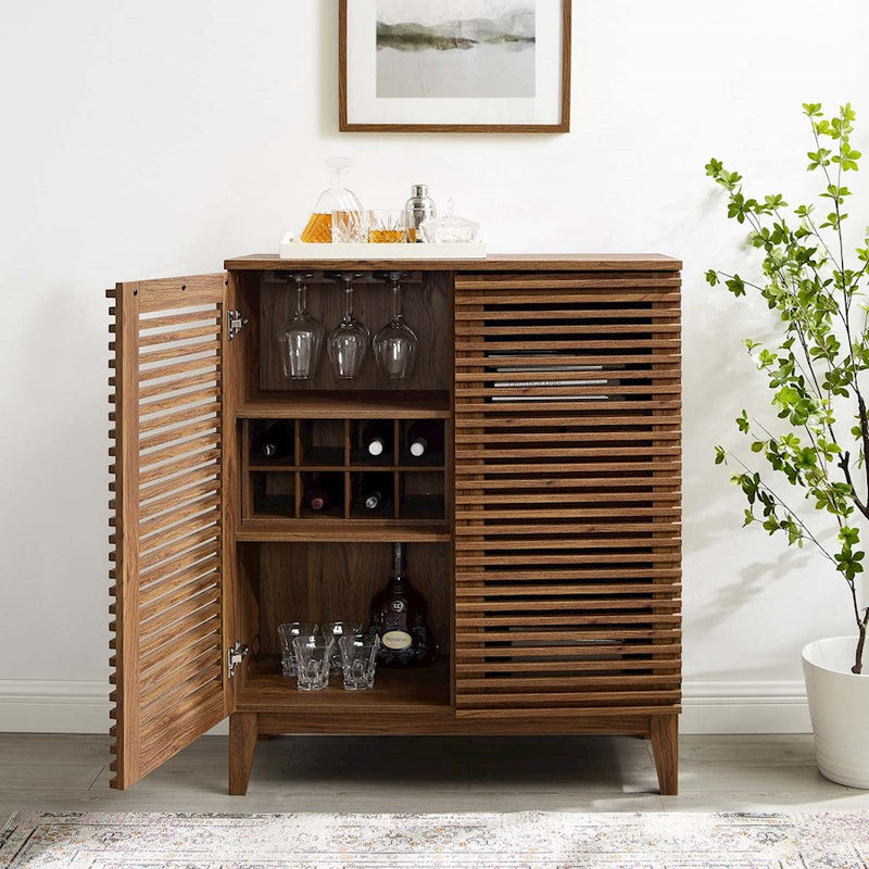 Modway Furniture Render Bar Cabinet, Walnut