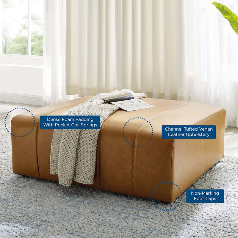 Modway Furniture Bartlett Vegan Leather Ottoman, Tan