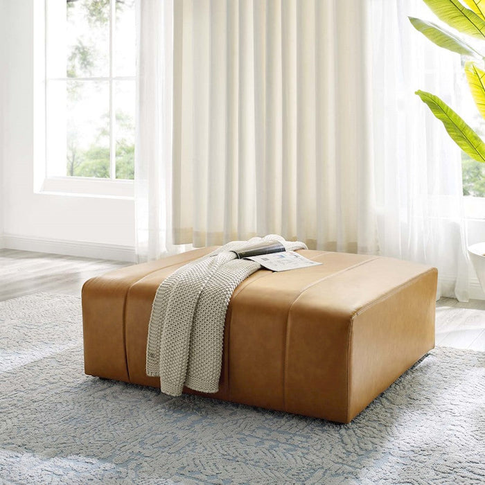 Modway Furniture Bartlett Vegan Leather Ottoman, Tan