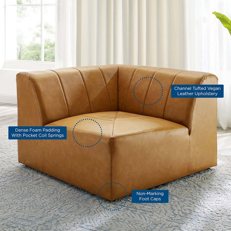 Modway Furniture Bartlett Vegan Leather Corner Chair, Tan