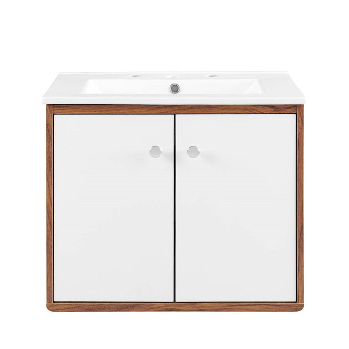 Modway Furniture Transmit 24" Bathroom Vanity, Walnut White