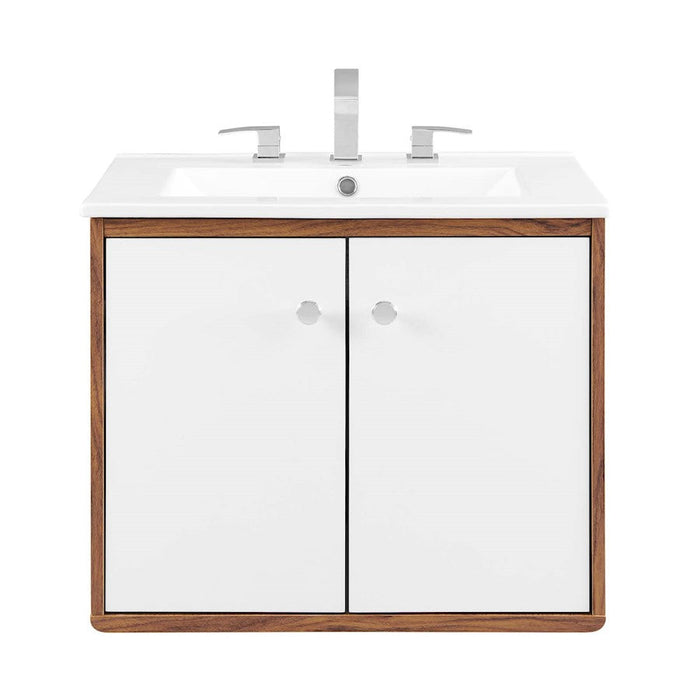 Modway Furniture Transmit 24" Bathroom Vanity, Walnut White