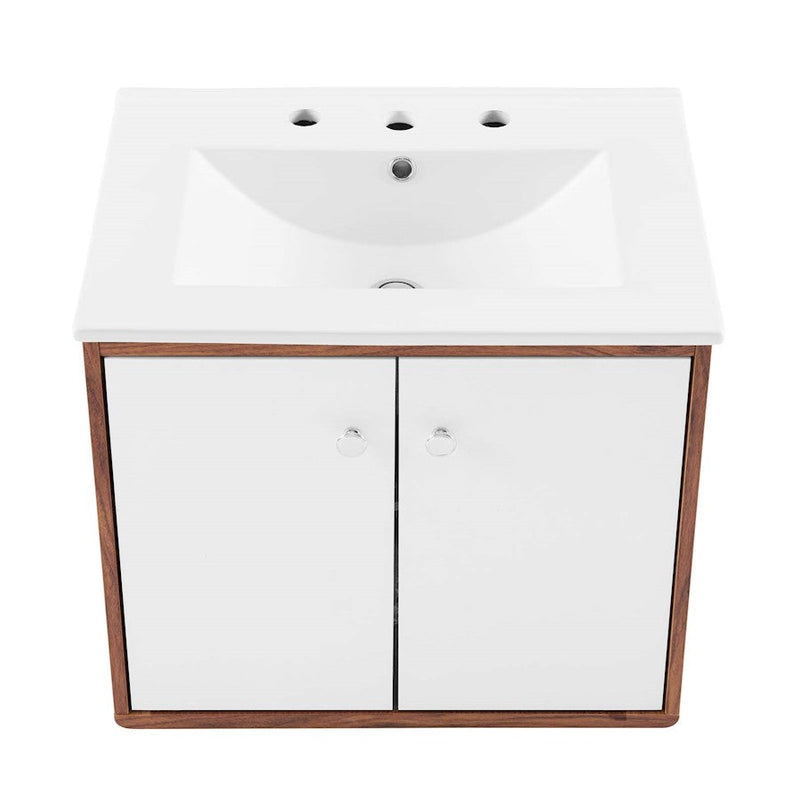 Modway Furniture Transmit 24" Bathroom Vanity, Walnut White