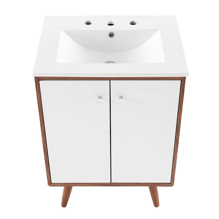 Modway Furniture Transmit 24" Bath Vanity, Walnut White