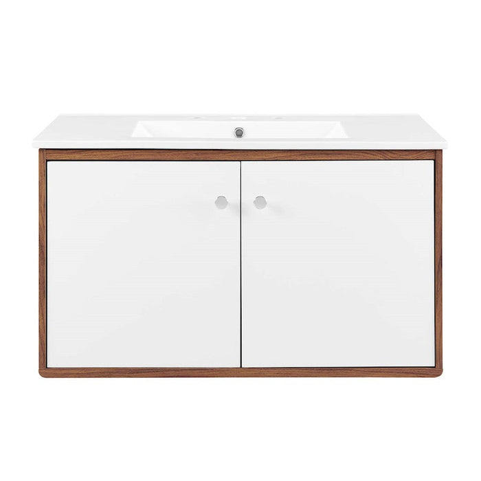 Modway Furniture Transmit 36" Bathroom Vanity, Walnut White