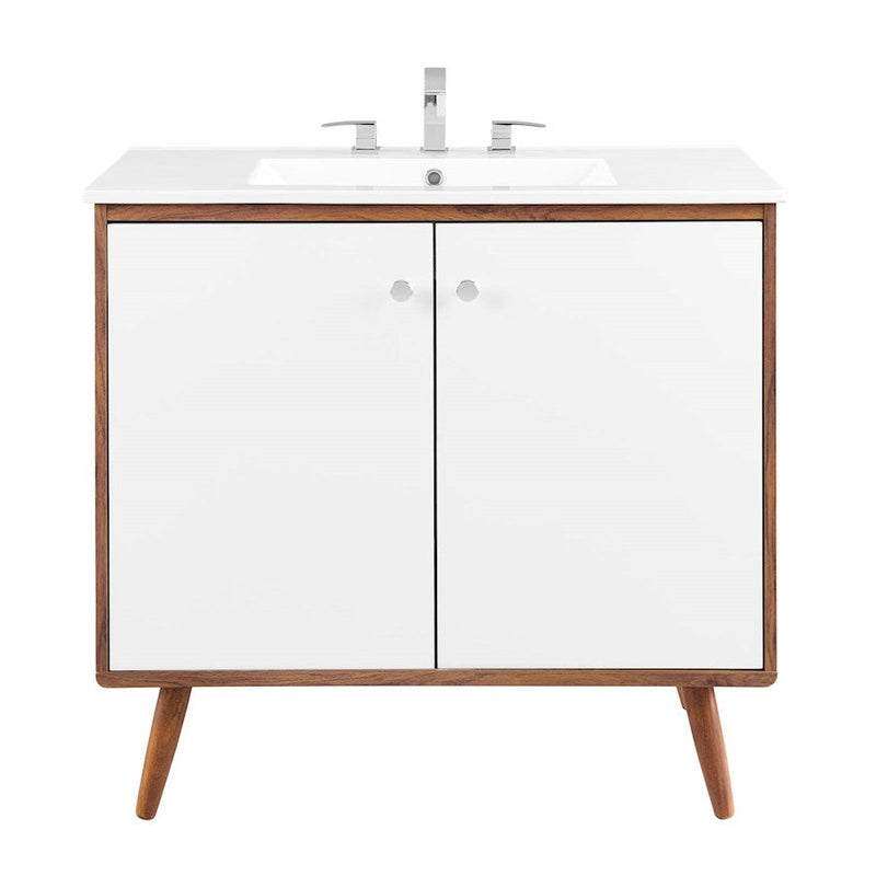 Modway Furniture Transmit 36" Bath Vanity, Walnut White