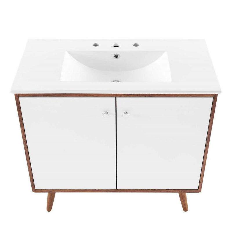 Modway Furniture Transmit 36" Bath Vanity, Walnut White
