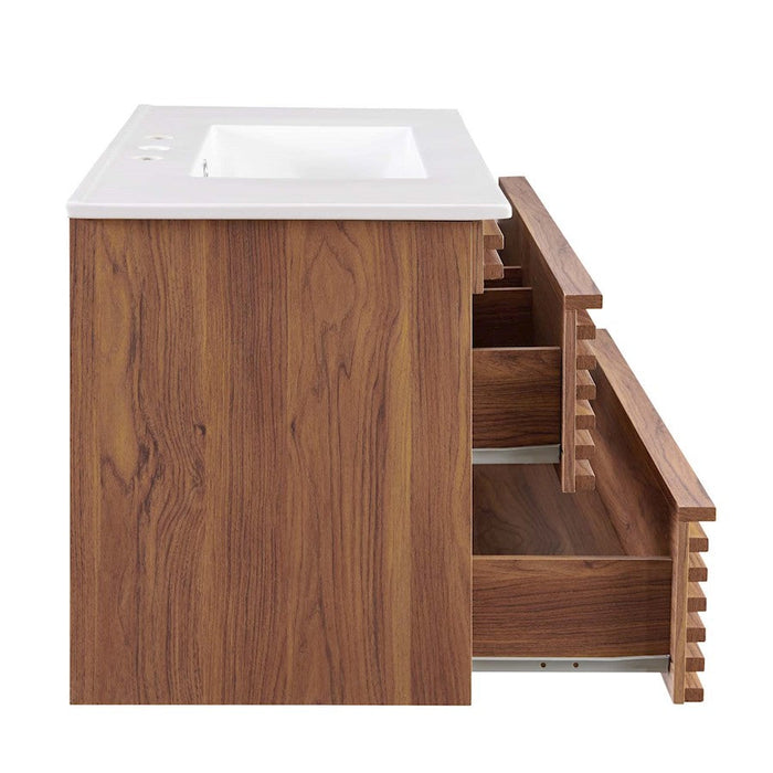 Modway Furniture Render 36" Bathroom Vanity, Walnut White