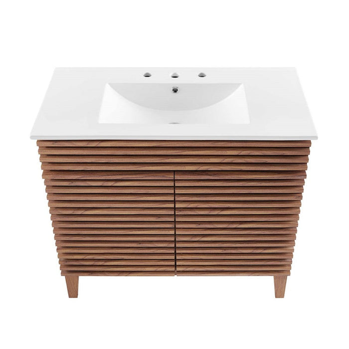 Modway Furniture Render 36" Bath Vanity, Walnut White