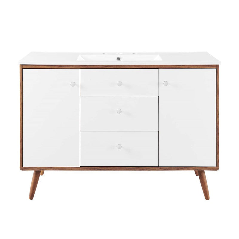 Modway Furniture Transmit 48" Single Sink Vanity, Walnut WH