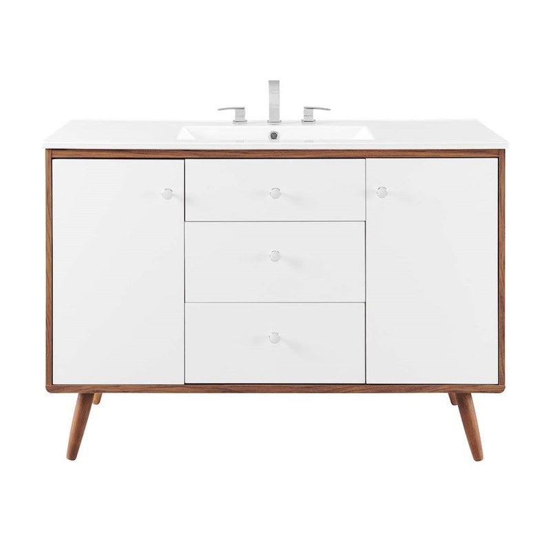 Modway Furniture Transmit 48" Single Sink Vanity, Walnut WH