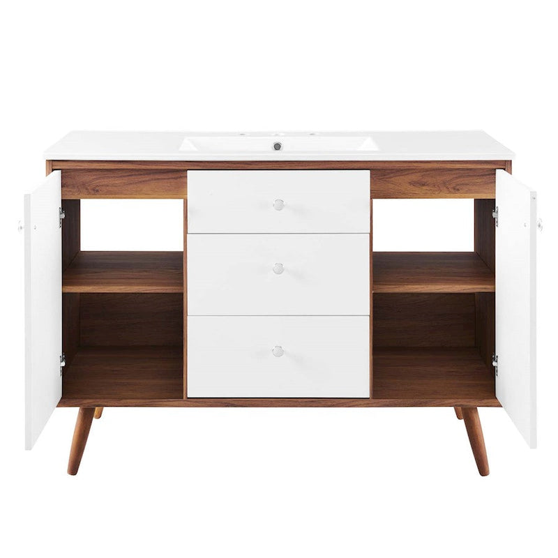 Modway Furniture Transmit 48" Single Sink Vanity, Walnut WH
