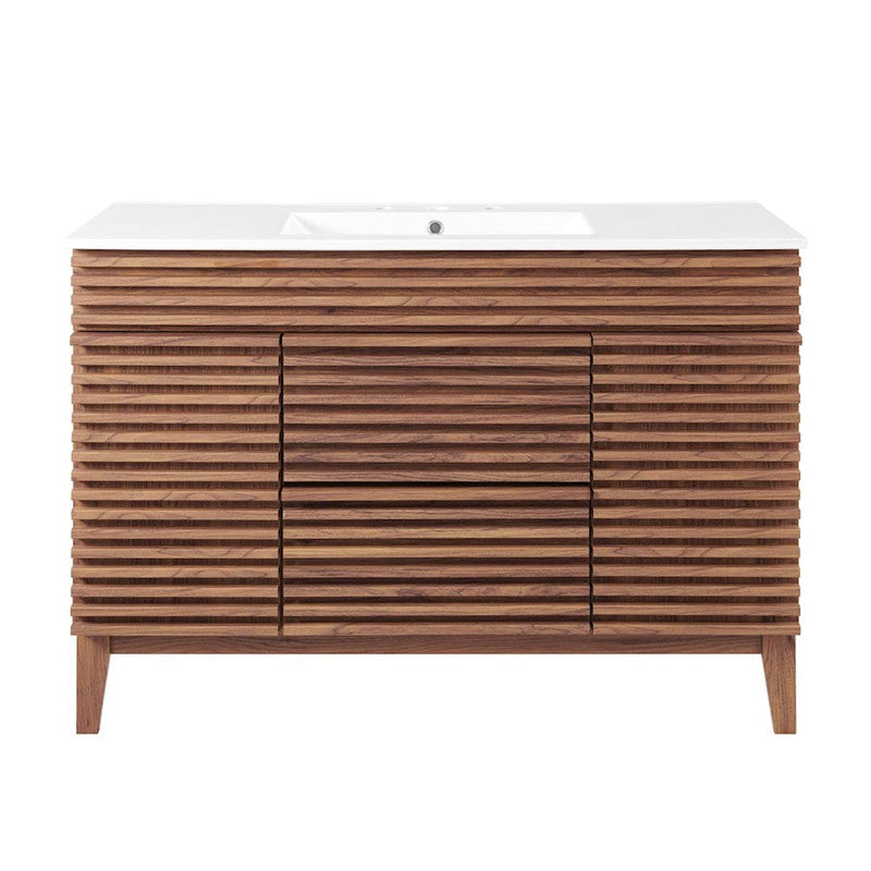 Modway Furniture Render 48" Single Sink Vanity, Walnut White