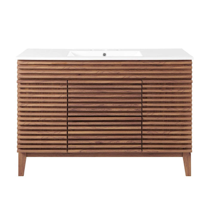 Modway Furniture Render 48" Single Sink Vanity, Walnut White