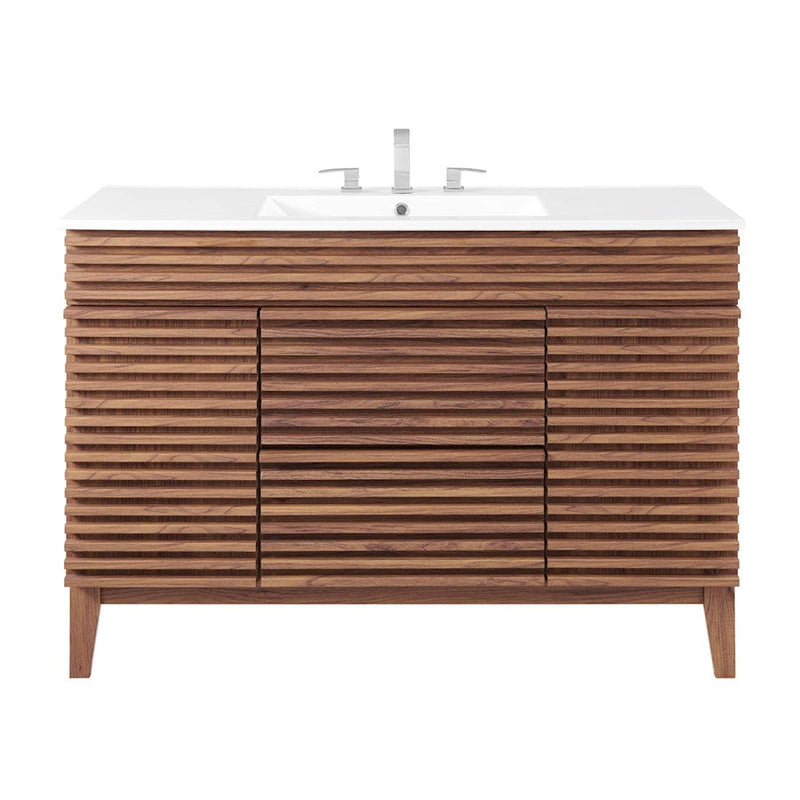 Modway Furniture Render 48" Single Sink Vanity, Walnut White