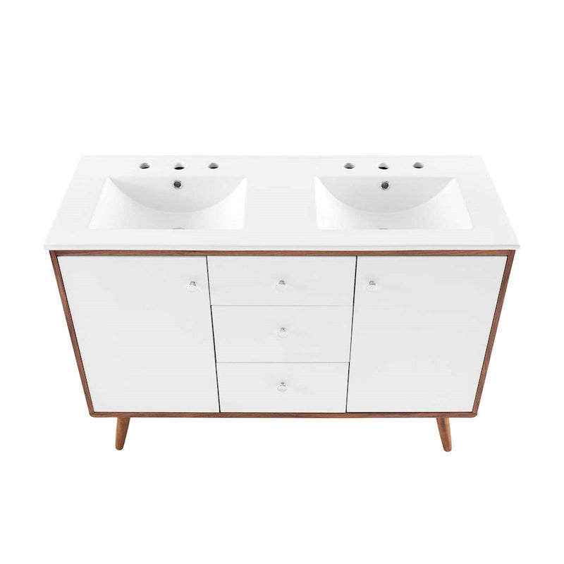 Modway Furniture Transmit 48" Double Sink Vanity, Walnut WH