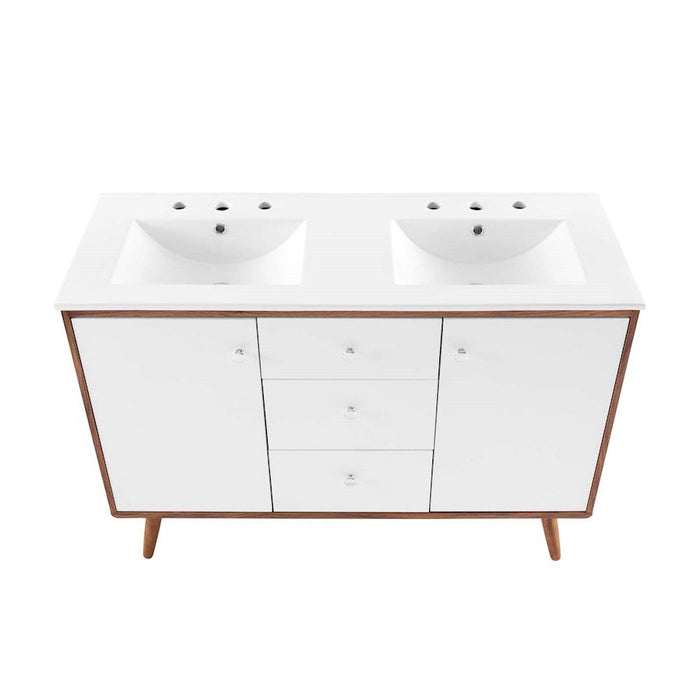 Modway Furniture Transmit 48" Double Sink Vanity, Walnut WH