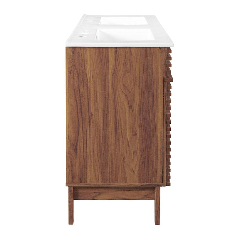 Modway Furniture Render 48" Double Sink Vanity, Walnut White