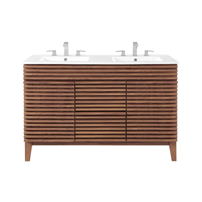 Modway Furniture Render 48" Double Sink Vanity, Walnut White