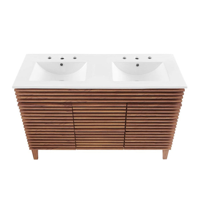 Modway Furniture Render 48" Double Sink Vanity, Walnut White