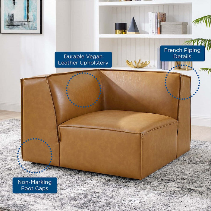 Modway Furniture Restore Vegan Leather Sofa Corner Chair, Tan