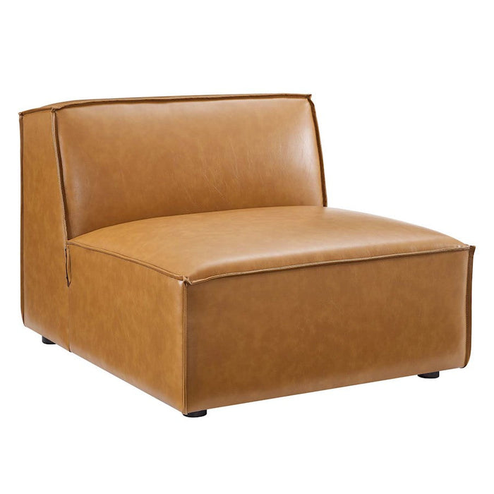 Modway Furniture Restore Vegan Leather Sofa Armless Chair, Tan - EEI-4495-TAN