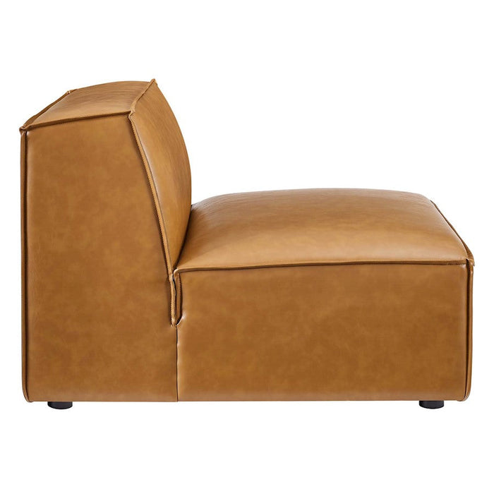 Modway Furniture Restore Vegan Leather Sofa Armless Chair, Tan