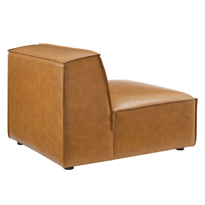 Modway Furniture Restore Vegan Leather Sofa Armless Chair, Tan