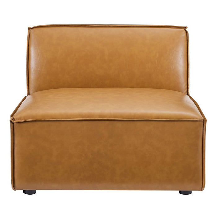 Modway Furniture Restore Vegan Leather Sofa Armless Chair, Tan