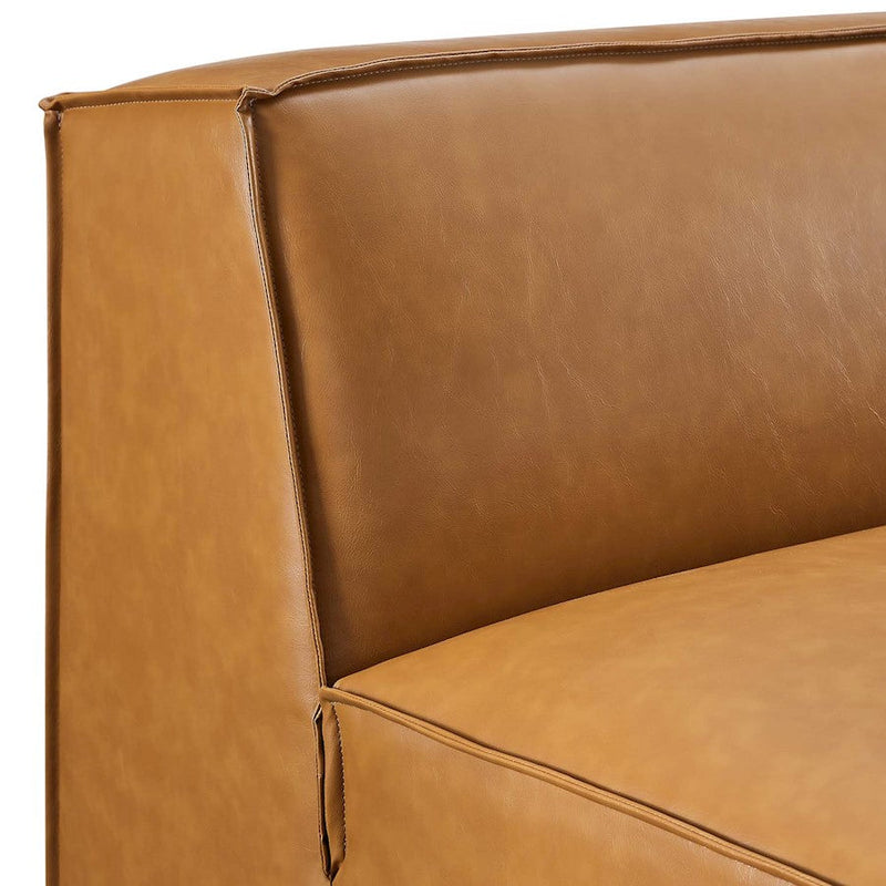 Modway Furniture Restore Vegan Leather Sofa Armless Chair, Tan