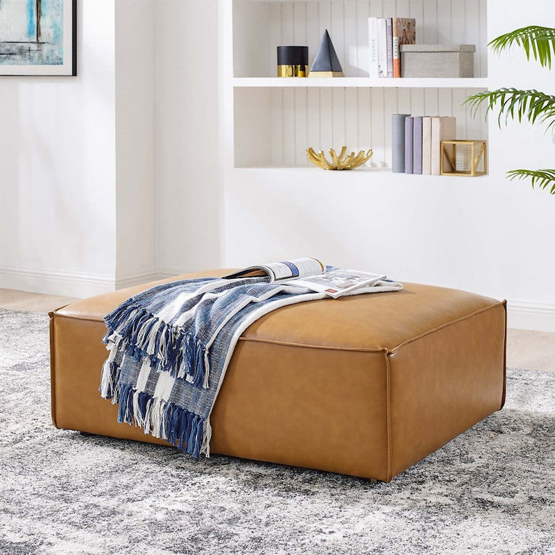 Modway Furniture Restore Vegan Leather Ottoman, Tan