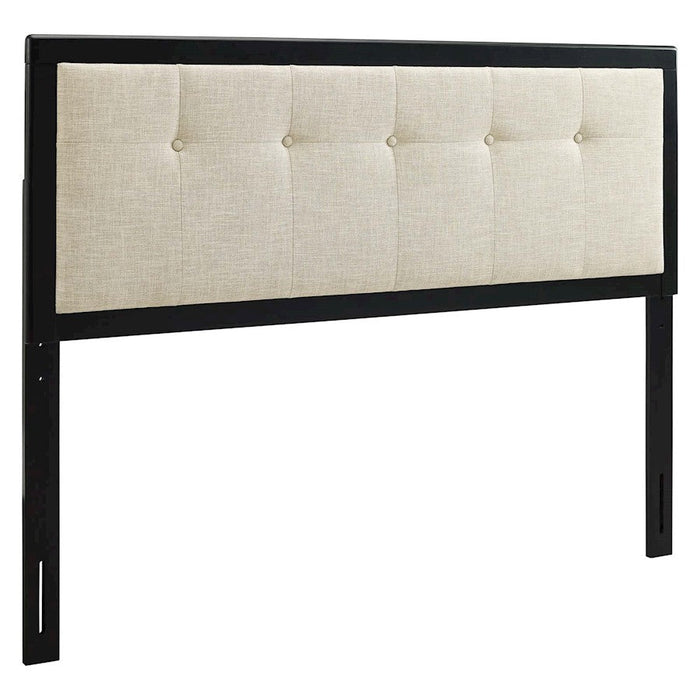 Modway Furniture Draper King Fabric/Wood Headboard, BK Beige - MOD-6227-BLK-BEI