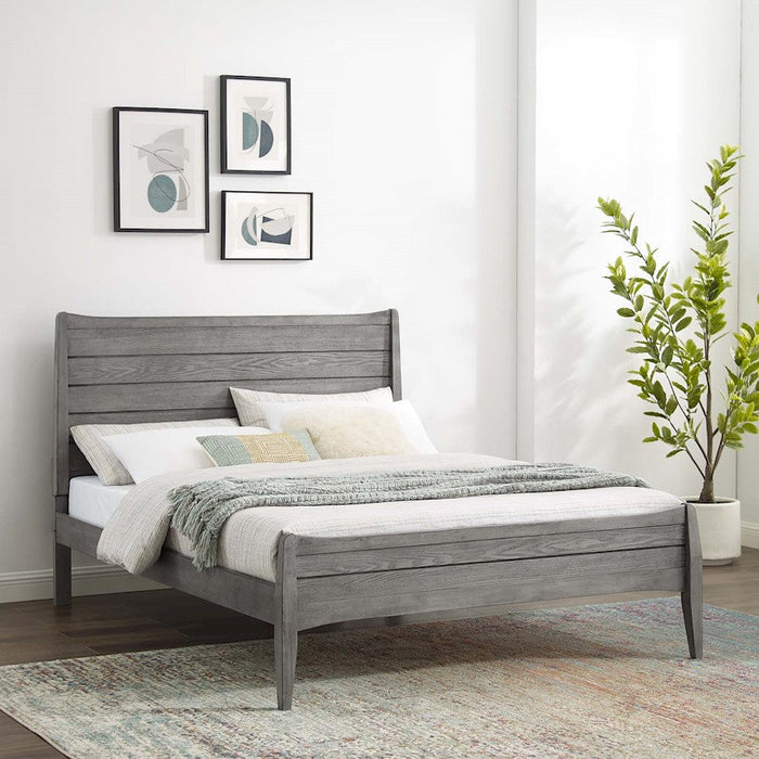 Modway Furniture Georgia Queen Wood Platform Bed, Gray