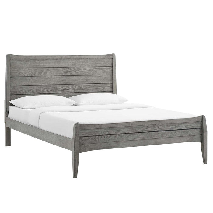 Modway Furniture Georgia King Wood Platform Bed, Gray - MOD-6239-GRY