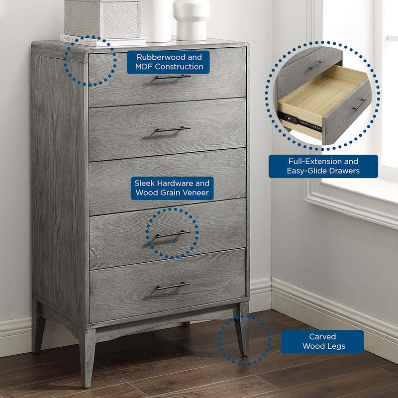 Modway Furniture Georgia Wood Chest, Gray